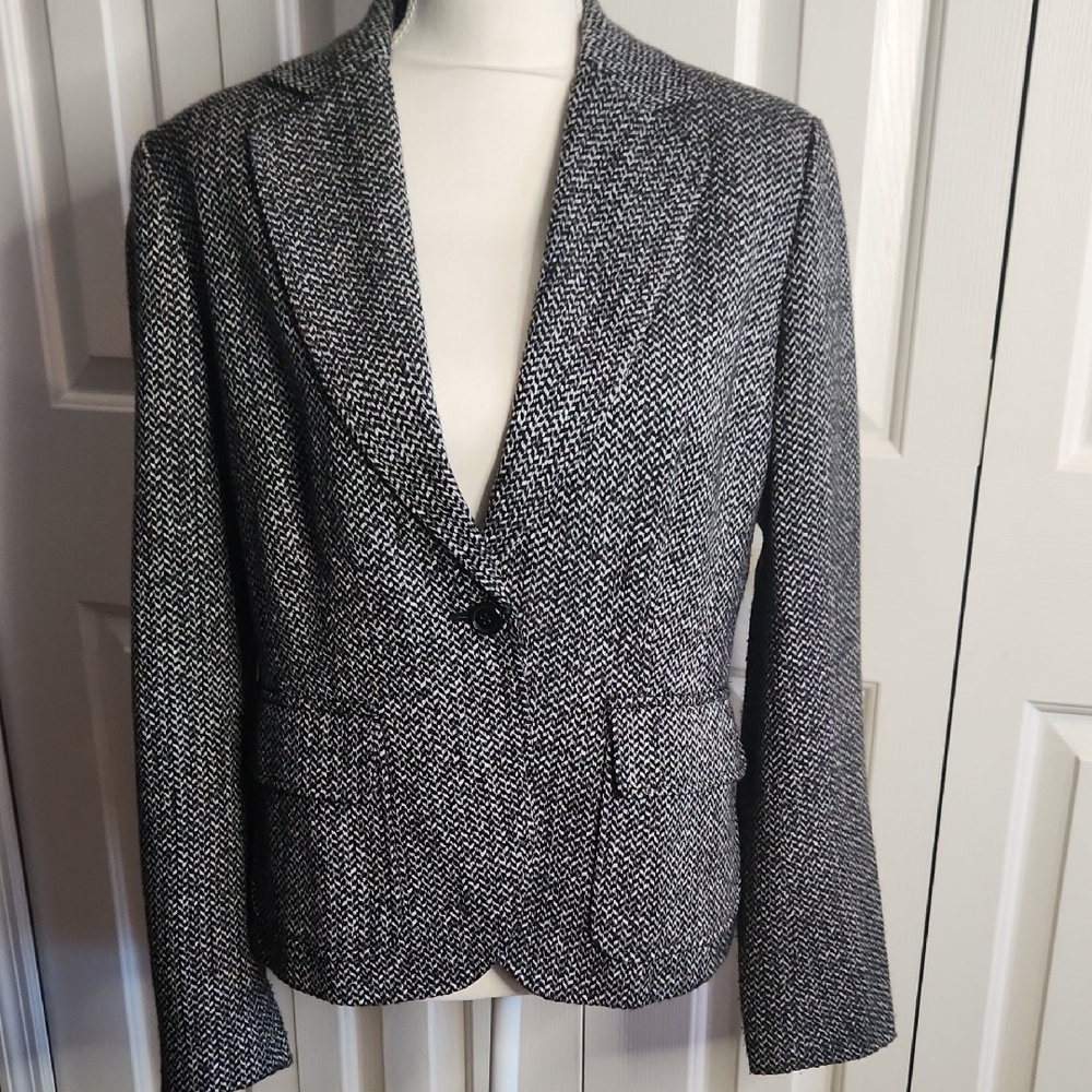 Ann Taylor Monochrome Textured Jacket